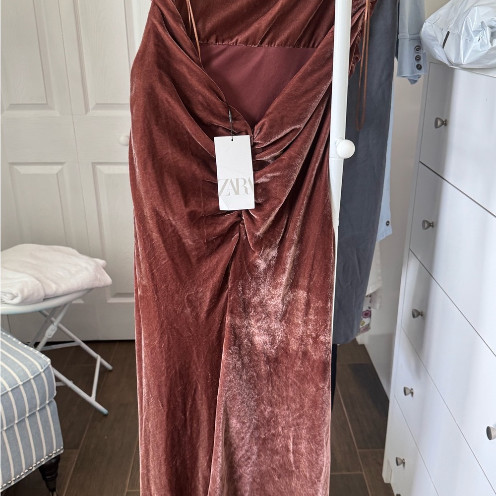 Zara Brown Maxi Wrap Skirt with Ruched Slit